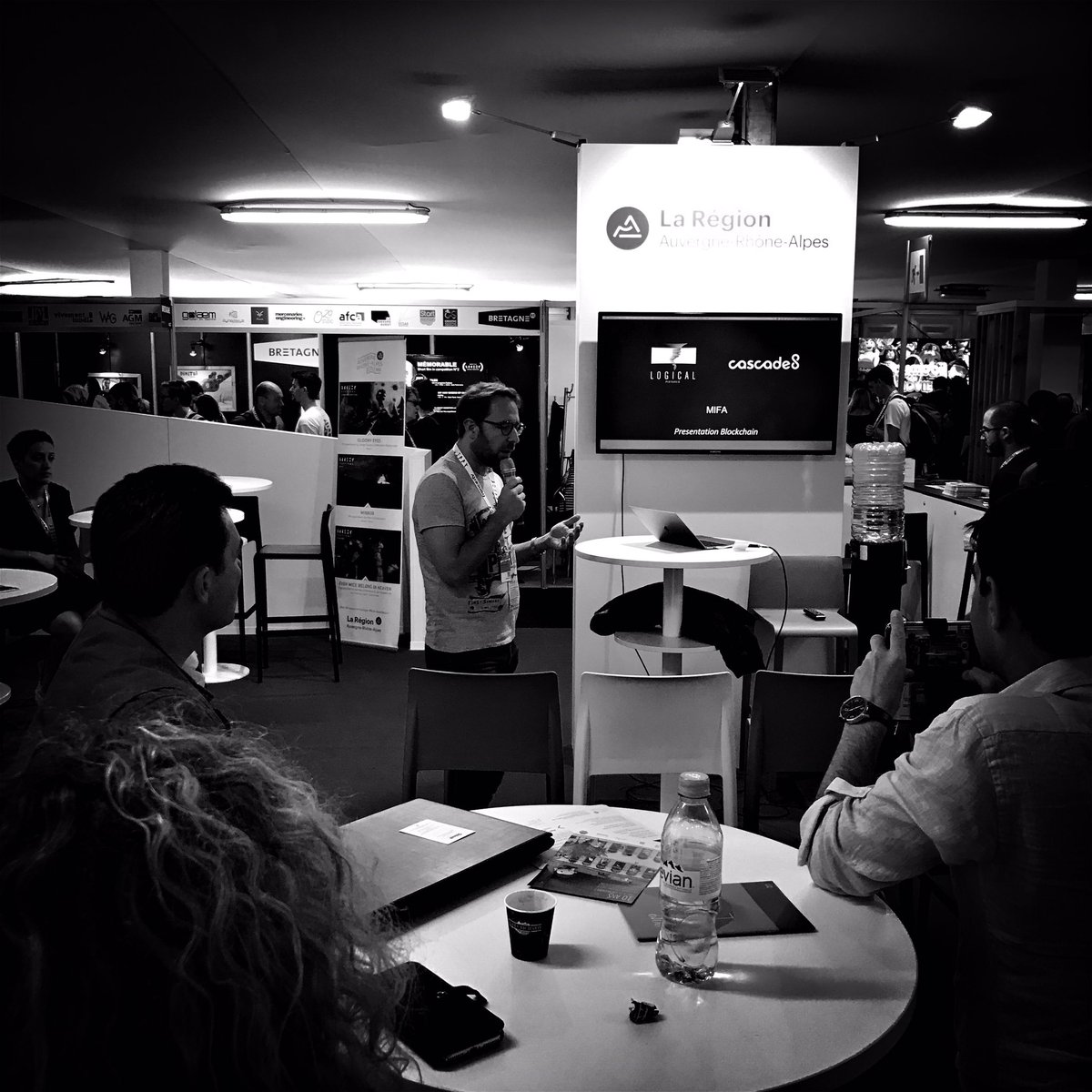 dgrpro's tweet photo. #MIFA2019 Présentation par @LogicalPic #Cascade8 plateforme open source basée sur la #blockchain et les #SmartsContrats pour le cinéma et l’audiovisuel. Développement d’applications spécialisées : logistique, PI (horodatage certifié), gestion de catalogue... @minalogic #member https://t.co/qmPXK4oTNF