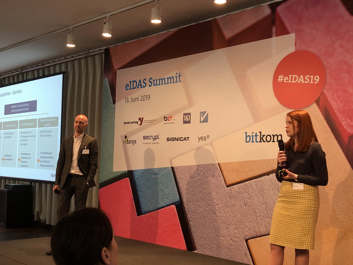 Joerg_Lenz's tweet photo. #eIDASSummit19 - Karolin Fitzer und Dr. Torsten Kraul @NoerrLLP - Rechtsrahmen von eIDAS und GWG - Rechtsrahmen oder Hürdenlauf? Heute auch noch im Programm #GWG & #eIDAS in Praxis z B bei #Autobank ➡️ https://t.co/MidmyUi6QA #eIDASSummit19 #eIDASSummit2019 https://t.co/cRqiNdjrkM