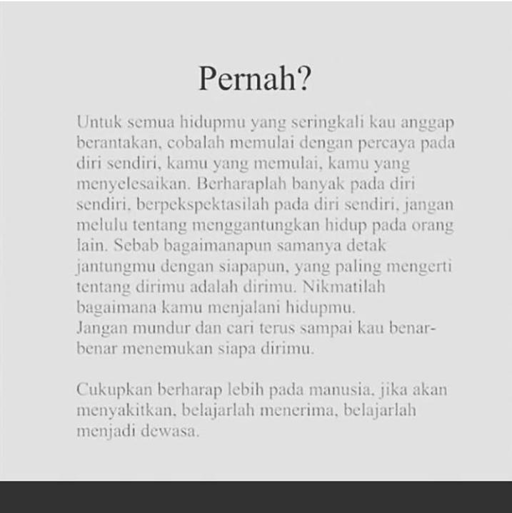 ulyashoff's tweet photo. Berharap dan berekspektasi pada diri sendiri. Jangan menggantungkan hidup pd orang lain.  #noted https://t.co/DhLXhwwBDm