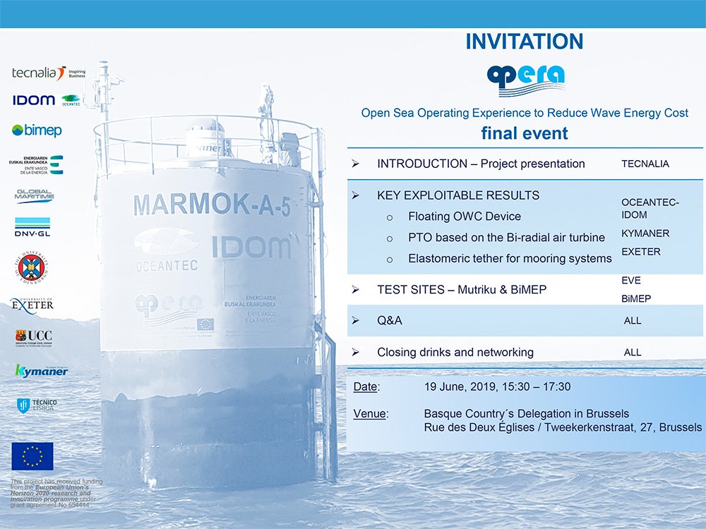 EVEuskadi's tweet photo. Workshop. OPERA final event: three years of work in open sea to develop ocean energies and get a 50% cost reduction. ➡️ https://t.co/YXGnM4x6k3 #EUSEW19 #energydays #wavepower #euskalenergia https://t.co/rtUqNfAVaO
