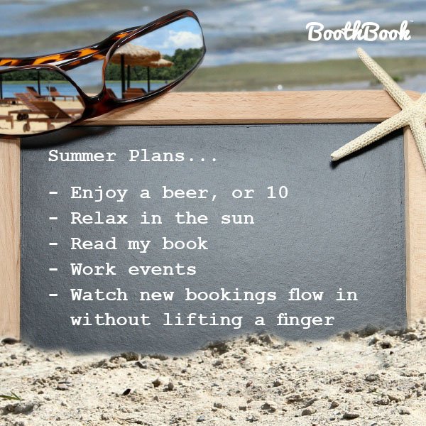 booth_book's tweet photo. Hoping you can still enjoy the summer season whilst working tons of events? Well, with BoothBook you can!

Sign up for an unlimited free trial to see what it’s all about: https://t.co/Q69lrBV8Bl

#automatedbliss #worksmarternotharder #bookingsoftware #nomoreadmin https://t.co/QdVnhGglGx