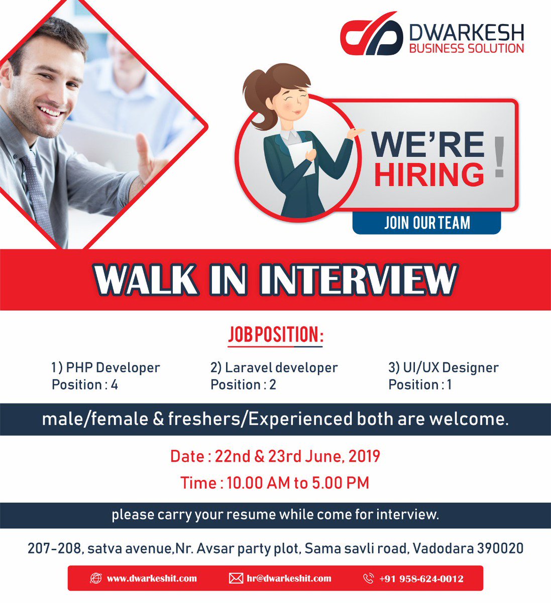 dwarkeshit2019's tweet image. Looking for a Dream Job ??Come at Dwarkesh Business Solution. Apply now.www.dwarkeshit.com | hr@dwarkeshit.com
#hirePhpdeveloper #hireLaraveldeveloper #hireUIUXDesigner #walkinterview #Dwarkeshitopeninterview #newrequirement #teamplayer #businesssolution #applynow #dreamjob