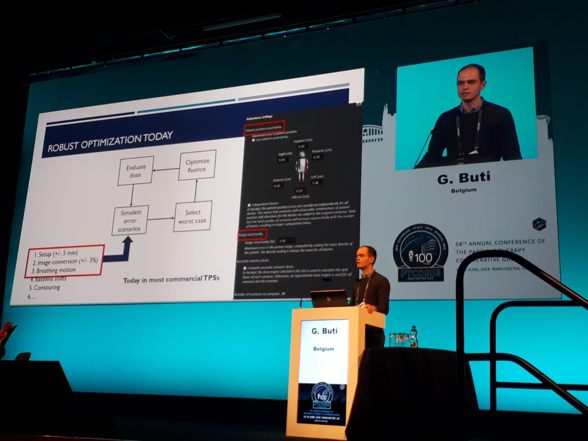 MIRO_uclouvain's tweet image. We couldn't miss @PTCOG58. Gregory Buti, PhD at @MIRO_uclouvain, presenting innovation strategies for robust optimization.
#ProtonTherapy #RobustOptimization #Manchester #PTCOG58