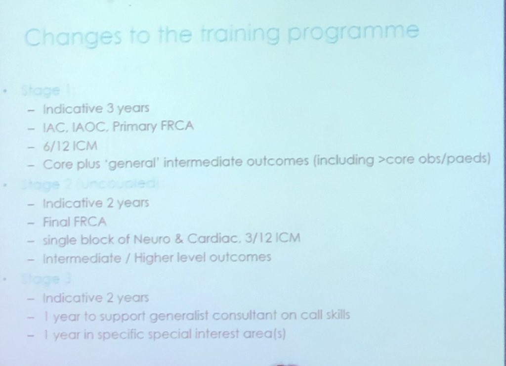 doctorhelgi's tweet photo. Here’s the summary of how the new training in anaesthesia will work once the new curriculum is implemented. #CTChester2019
(Sorry about the poor quality, I’m in the cheap seats at the back) #FRCA #operationfrca https://t.co/oGNokQV35U