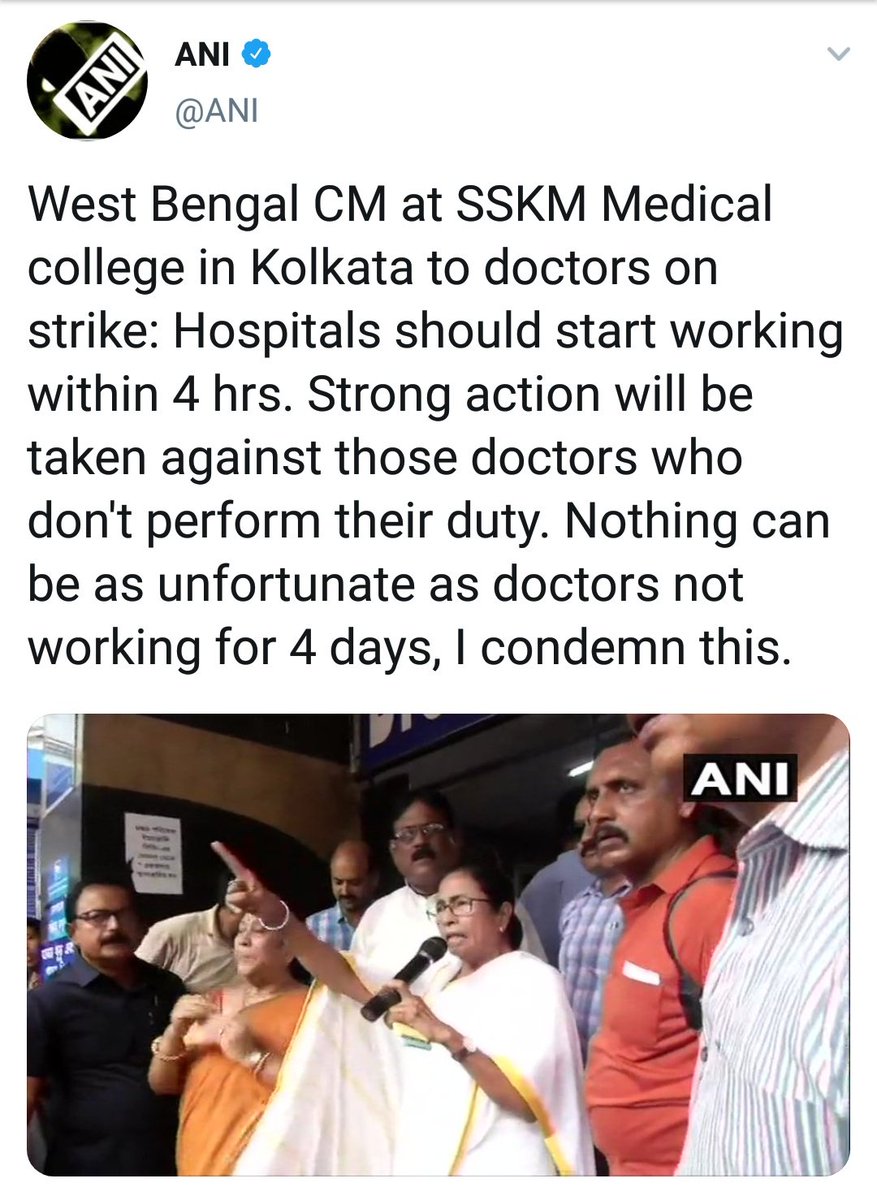 tunir_sahoo's tweet photo. To the fellow doctors,Even though you are thrashed for nothing please go work or she will skin you alive. 
And also no action against the criminal will be taken, But action against the Doctor  will be enforced if they don't cooperate. 🙂🙂
Welcome to Bengal.... 
#Savethedoctors https://t.co/BDWH52FDwG
