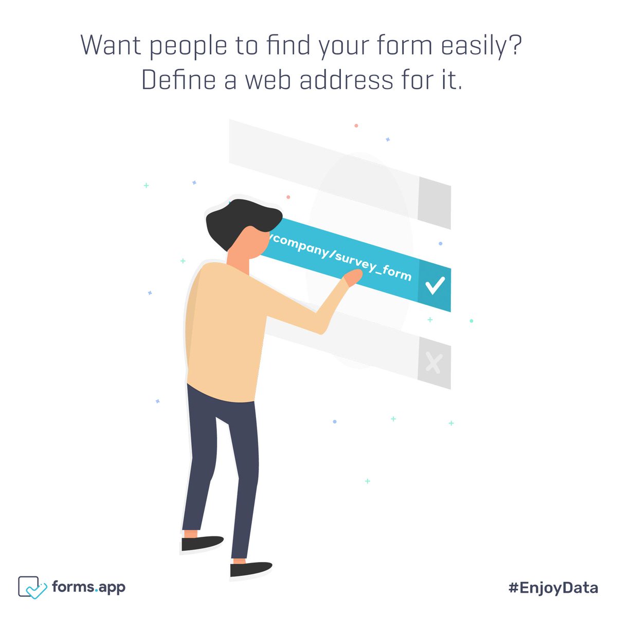 formsapp's tweet image. Want people to find your form easily? Define a web address for it.
#EnjoyData #FormBuilder #formsapp