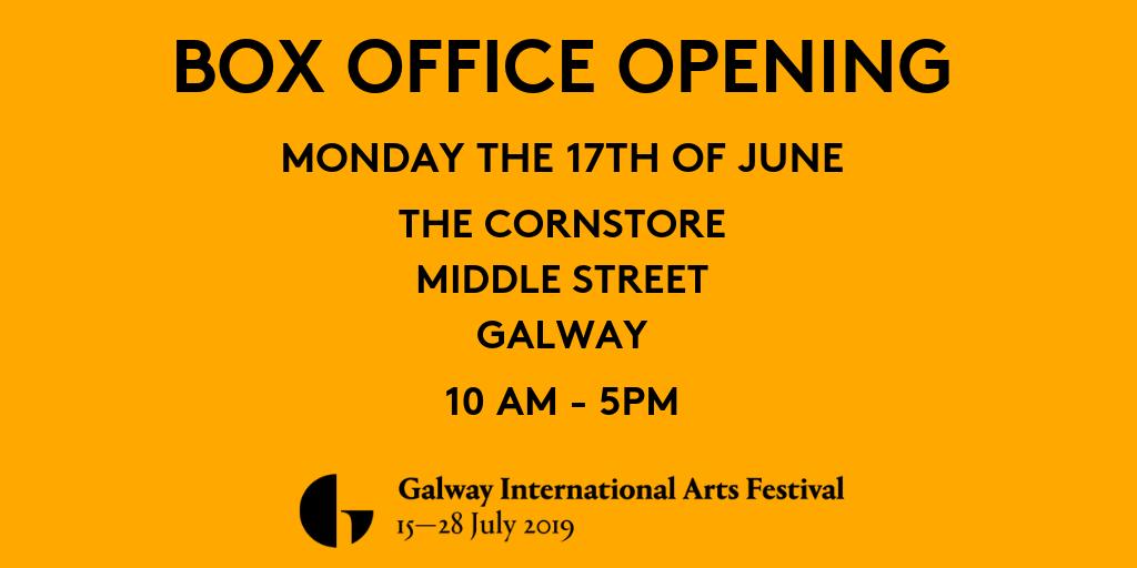 GalwayIntArts's tweet photo. Join us at the Cornstore on Middle Street this Monday for the official Box Office opening! #Galway #GIAF19 https://t.co/Jr2YDK3C5b