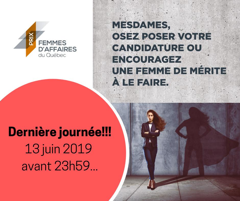 PFAQ's tweet image. Dernier rappel... le dépôt des candidatures pour le Prix Femmes d'affaires du Québec, c'est AUJOURD'HUI!!! 😱

Faites-le maintenant!!! bit.ly/2MZmSwa  #PFAQ2019