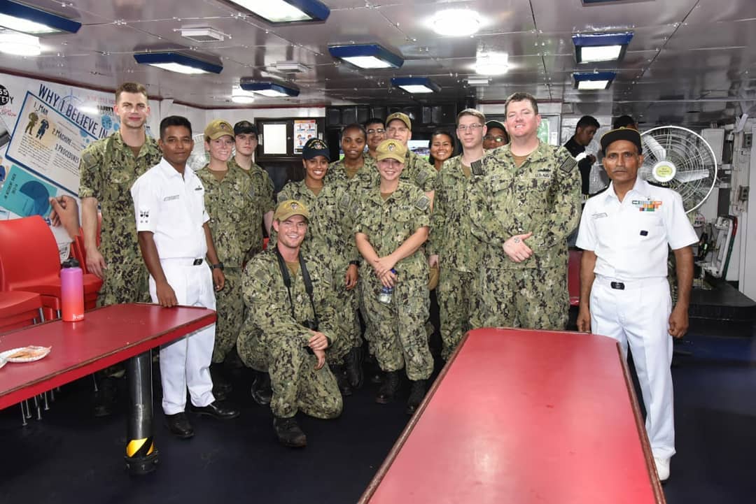 Personnel of #USNavy  #USSJohnPMurtha (LPD26) which is on a visit to  #Visakhapatnam Port 

#USNavy 
#indianNavy