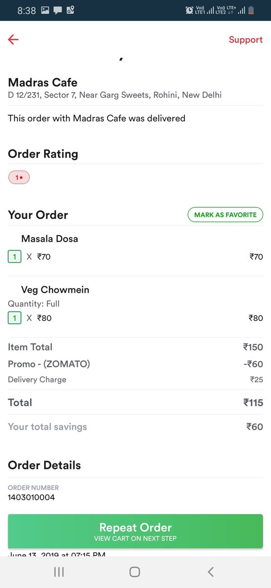 What I ordered. And what I recieved !! Still one item is missing.
This is the second time #Zomato #worstdelivery #shittyfood
