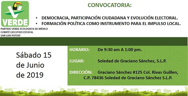 PartidoVerdeSLP's tweet photo. Evento Magno: Educación y Capacitación Política. 15 de Junio 2019 https://t.co/7VJ4PltWHf