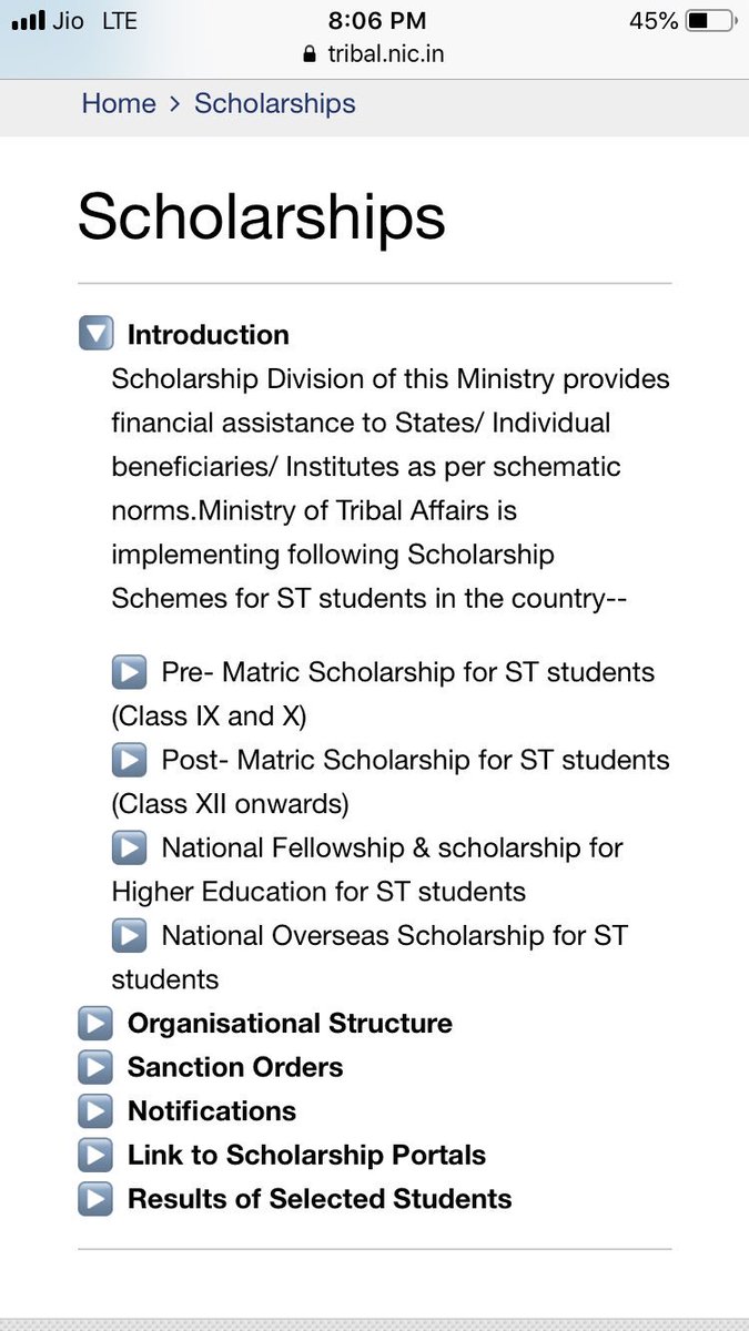 The following are the scholarship schemes for tribals as per Ministry of Tribal Affairs (image 1) . Once again , only 1 out of 4 schemes has been on-boarded to NSP portal. (27/n) you can check for yourself  https://tribal.nic.in/scholarships.aspx NSP link already given previously (27/n)