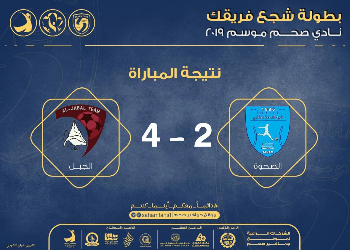 في مباراة عامرة بالاهداف،  الجبل يحول تأخره بهدف لفوز باربع اهداف مقابل هدفين ويكسب ثلاث نقاط غالية. 
#شجع_فريقك
#جماهير_صحم