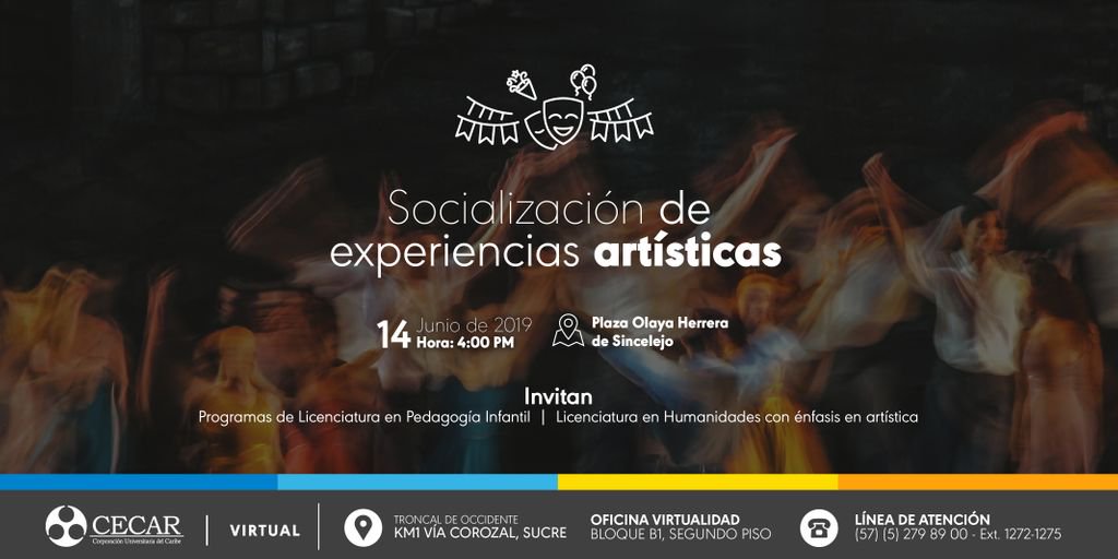 cecarvirtual's tweet photo. #Arteycultura se toman la plaza Olaya Herrera de #Sincelejo, a través de la socialización de experiencias artísticas de nuestros estudiantes de Licenciatura en Pedagogía Infantil y Licenciatura en Humanidades.  Los esperamos. https://t.co/gLKucRfx8V