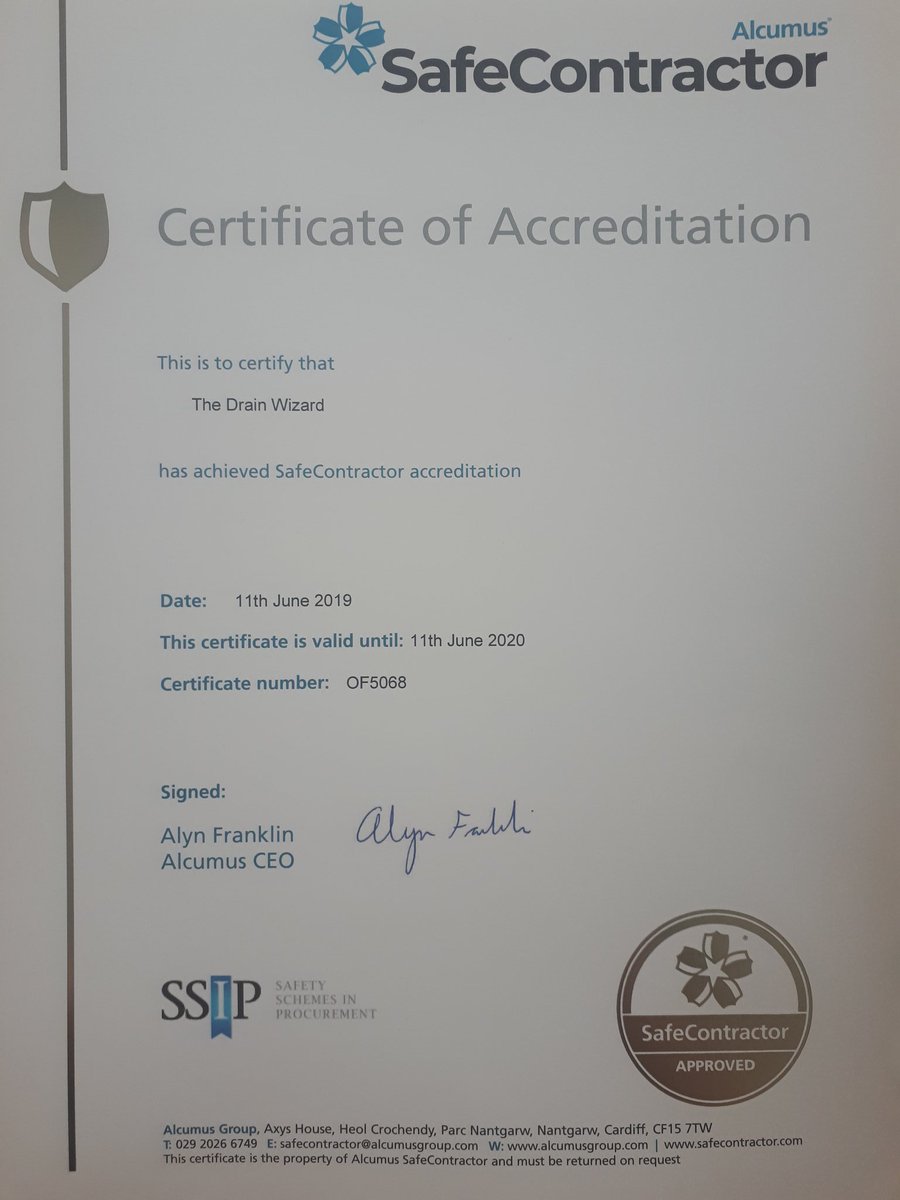 drain_wizard's tweet image. We are very proud to have passed our audit and gained Safe Contractor accreditation!