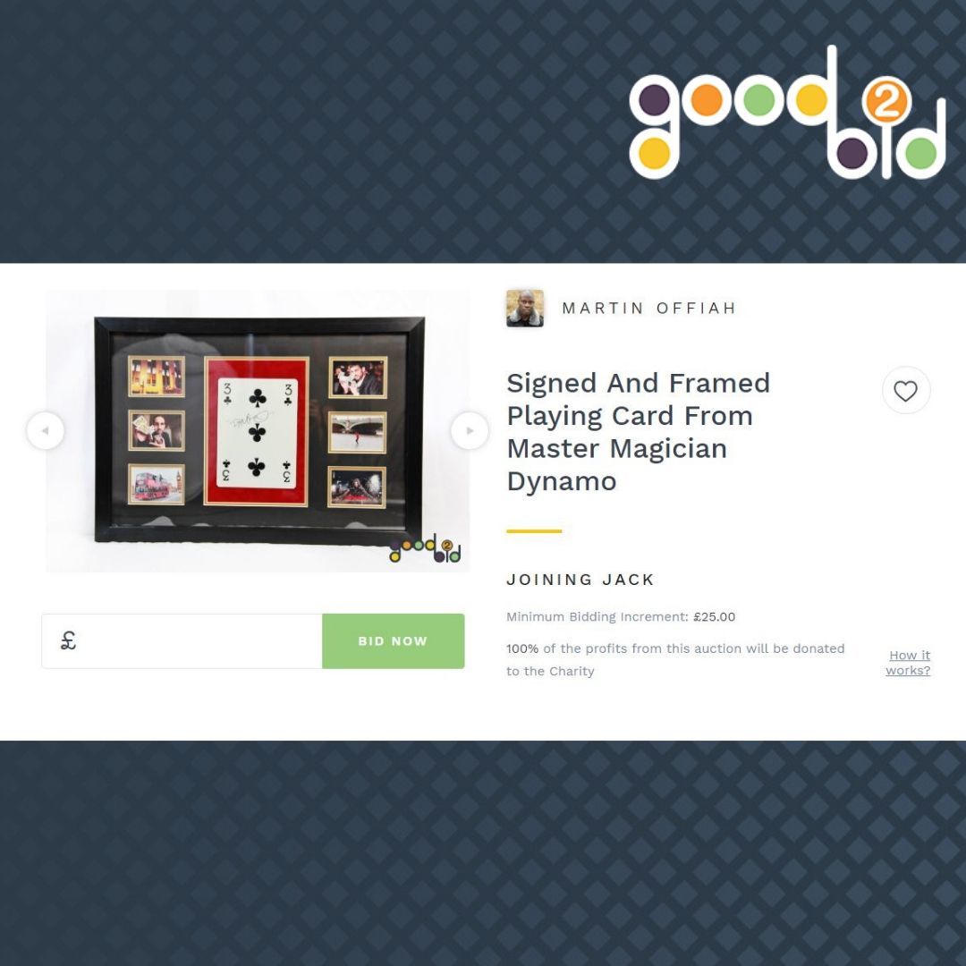 Don't Miss Your Chance To Win This Signed And Framed Playing Card From Master #Magician #Dynamo!!! Get your bids in - Limited time auction: good2bid.co.uk/auctions/brows…

#charity #supportgoodcauses #fundraising #magic