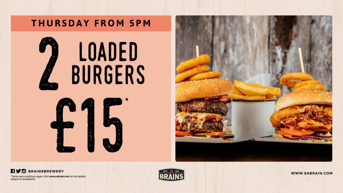 It's burger night! Get 2 loaded burgers for just £15, including the Beast!