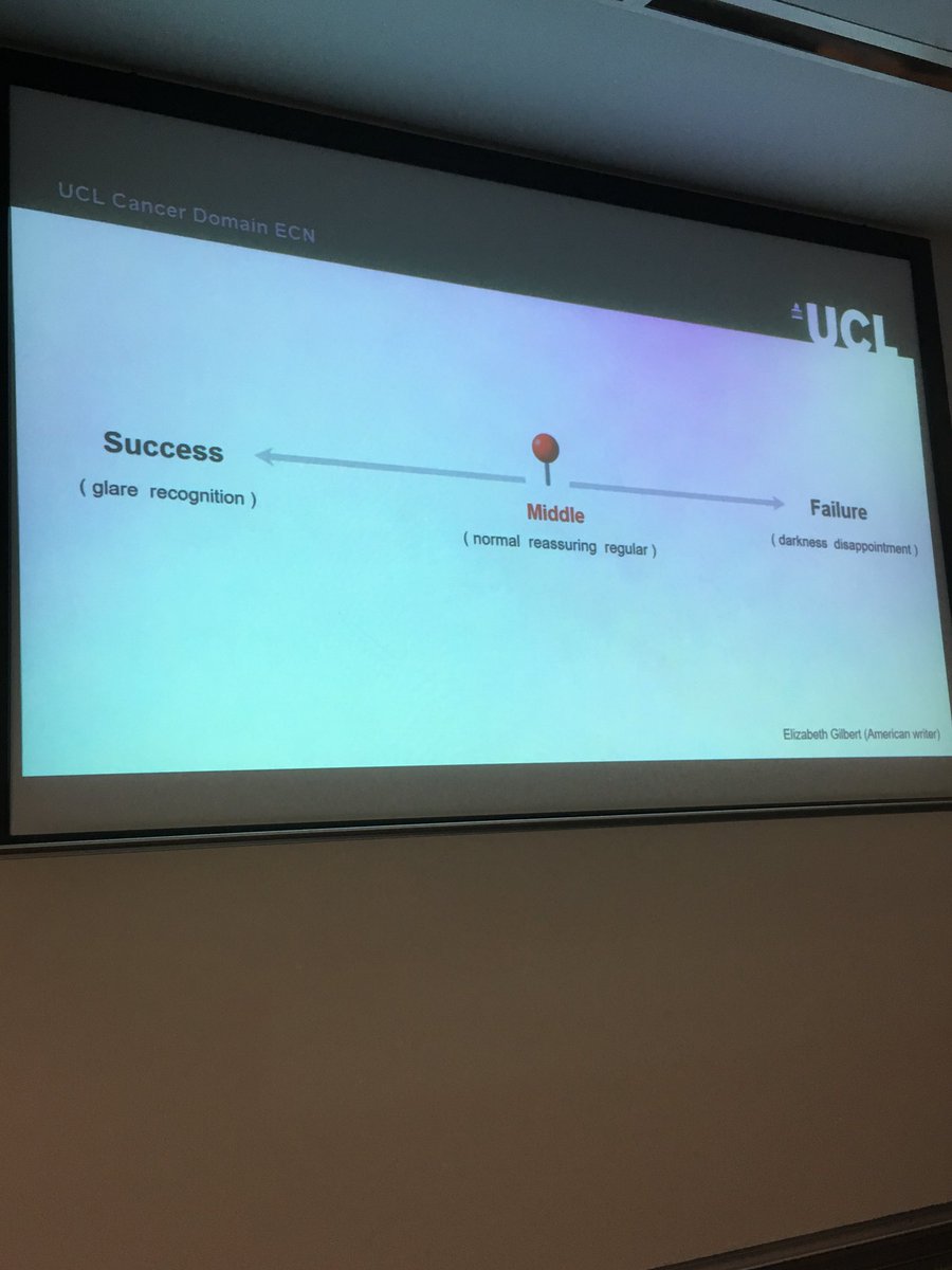 UCLCancerECN's tweet photo. Next we have @AndresGSam based at the Institute of Liver and Digestive Health @PereiraGroup. Nice view of success and failure as being equally far from the middle from author Elizabeth Gilbert #CancerECN #earlycareers https://t.co/dOfO71weqP