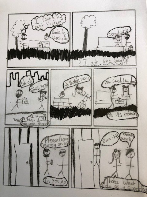 hornbeamacademy's tweet photo. A comic strip about Superhumans created by the students ni the Hospital and Home Teaching Service at Whipps @WhippsCrossHosp . Nice work guys! https://t.co/8Nd4aJlVCI