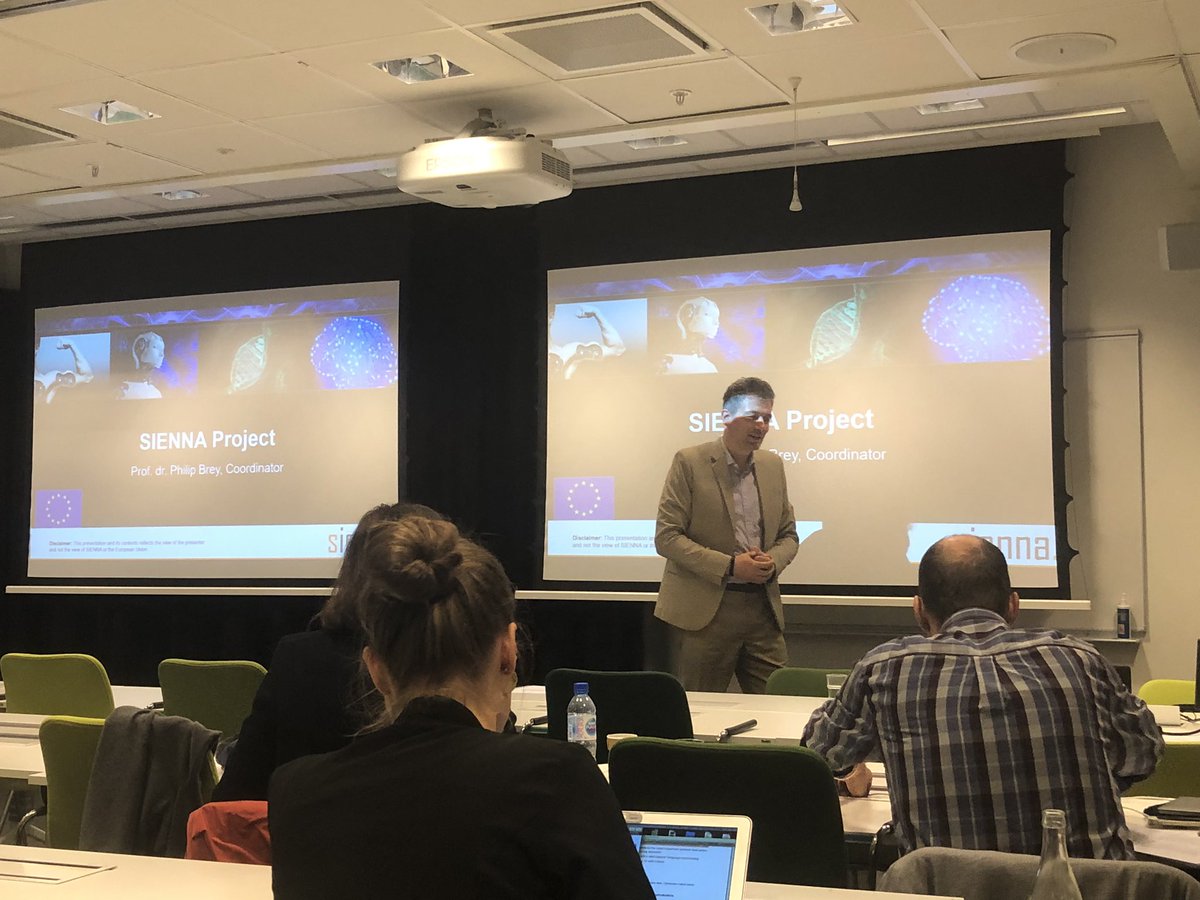 SiennaEthics's tweet photo. AI & Robotics workshop kicks off! With an introduction on SIENNA’s work on the #ethicsofai and the #ethicsofrobotics by coordinator Philip Brey #SiennaRoboticsAI https://t.co/zYhywLrOA6