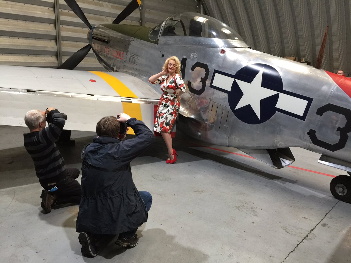 Our 1940’s pin up shoot just kicked off today at North Weald Airfield! Fashion meets aviation history with a beautiful P51 Mustang and Spitfire!