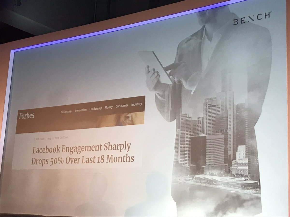 mstpc_m's tweet image. „@facebook engagement sharply drops by 50% over last 18 months“ says @Forbes - discussed and solved by @Benchplatform at @NOAHConference 
I like their slogan: A programmatic marketing platform built for outcomes, not clicks