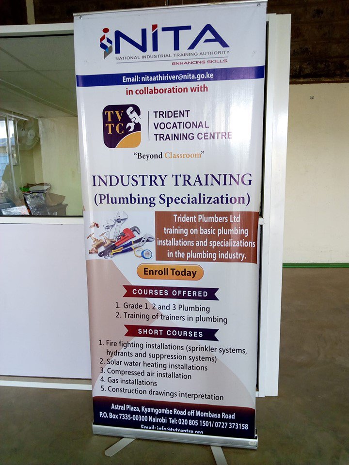 TridentTvtc's tweet photo. All our plumbing courses are certified by the @NITA_Kenya. After 30+ experience in plumbing, we equip you with the latest knowledge from the market🔗🔨🚰🔩🔧

#BeyondClassRoom
#TVET
#skilldevelopment
#TheYouthToday
#7StepsToWealth 
#Plumber 
#plumbing #Training https://t.co/iprF5S0nnU