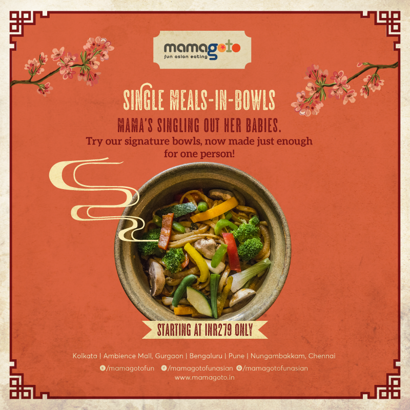 MamagotoFun's tweet photo. Mama's keepin it casual with Single Meals-in-a-Bowl! Single, but complete. Maybe not you, but Mama’s Signature Bowls! Just enough to stuff one belly! Starting at INR 279. Available at select locations! Log onto https://t.co/3g24vuUMua &amp; make a booking today! #mamagotofunasian https://t.co/jg881Vl8nd