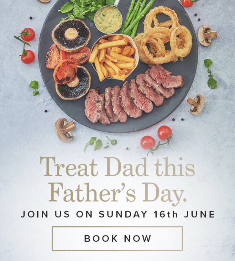 Only a few days to go until Father’s Day! Why not book a table with us and treat yours?