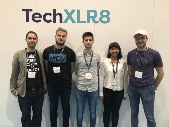 BeMyAppEMEA's tweet photo. Next up are FastForward - a solution to extract meaningful content from videos so you don't have to watch them yourself #HackXLR8 @TechXLR8 @LDNTechWeek https://t.co/b04NbFVRqr