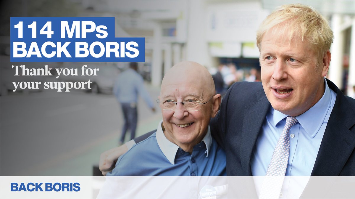 BorisJohnson's tweet image. Thank you to my friends and colleagues in the Conservative &amp;amp; Unionist Party for your support. I am delighted to win the first ballot, but we have a long way to go.

backboris.com | @BackBoris