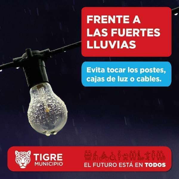 MunicipioTigre's tweet photo. ⚠ Alerta meteorológico por tormentas fuertes.⚠

Ante cualquier duda, comuníquese al 5288-3400 (Centro de Operaciones Tigre - COT) 4512-9999 (Servicio de Emergencias Tigre - SET) ó 5288-3411 Defensa Civil Tigre). https://t.co/oPSDPOjdZ0