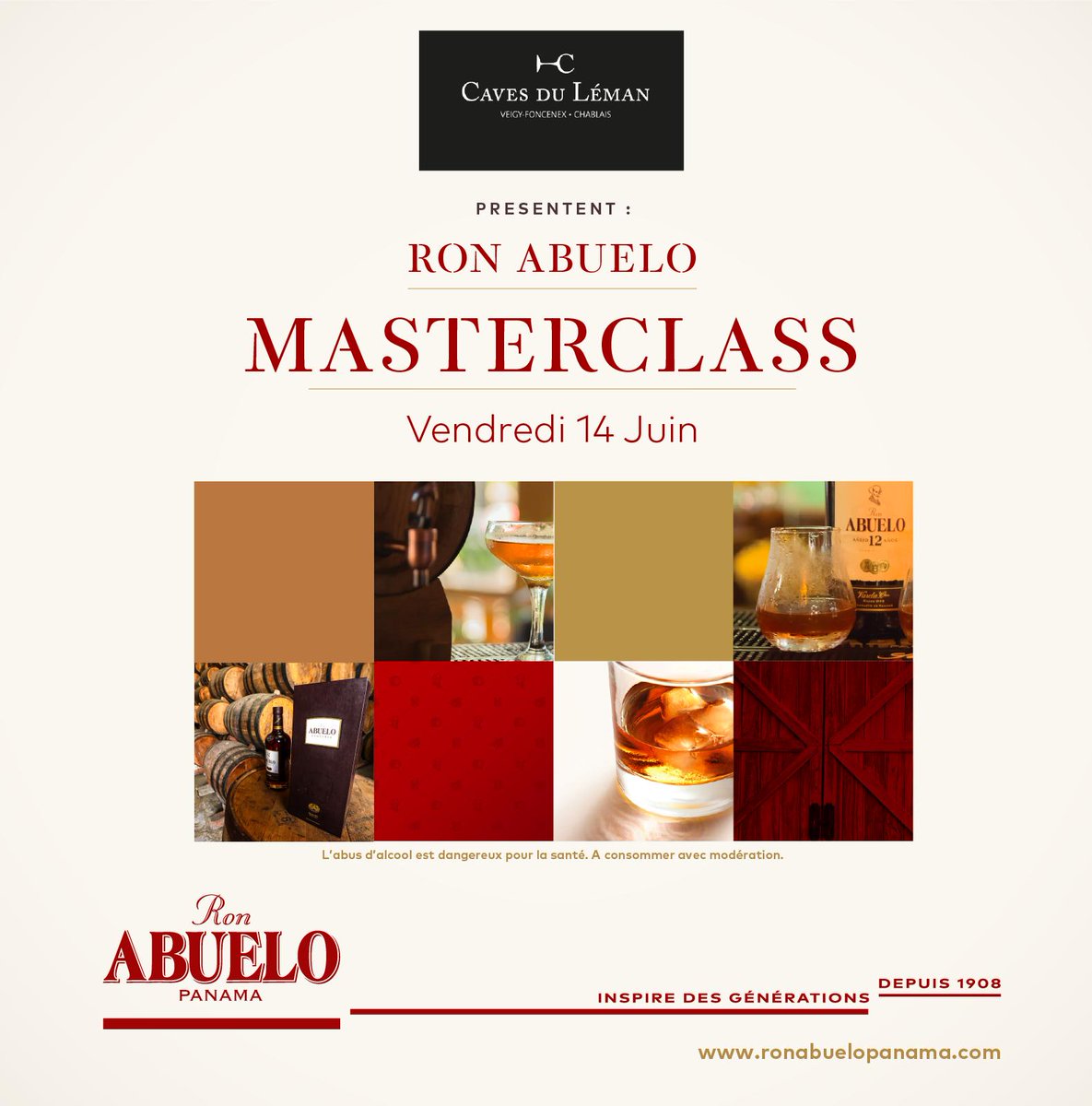 🥃 MASTERCLASS 🥃

Préparez-vous pour une soirée 100% Abuelo à Veigy-Foncenex !
Retrouvez notre ambassadeur Hedi aux Caves du Léman vendredi 14 Juin à partir de 19h30 😉
Par ici 👉🏻 bit.ly/2KjrccL