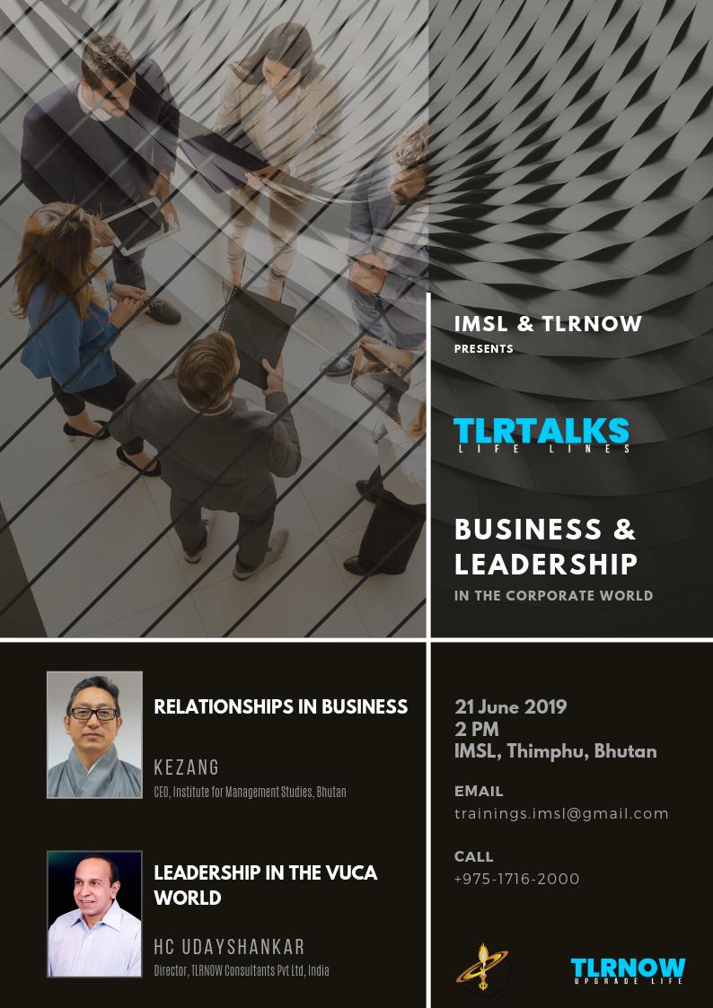 TLR_NOW's tweet photo. After HIT SERIES, now is the time for TLRTALKS to go International
TLR Excellence Consultants in association with #IMSL Bhutan is proud to present the first ever ‘ TLRTALKS ‘ in Thimpu, #Bhutan on 21st June 2019.
#tlrnow #tlrtalks #upgradelife #lifelines https://t.co/ZBjP9IlxzM