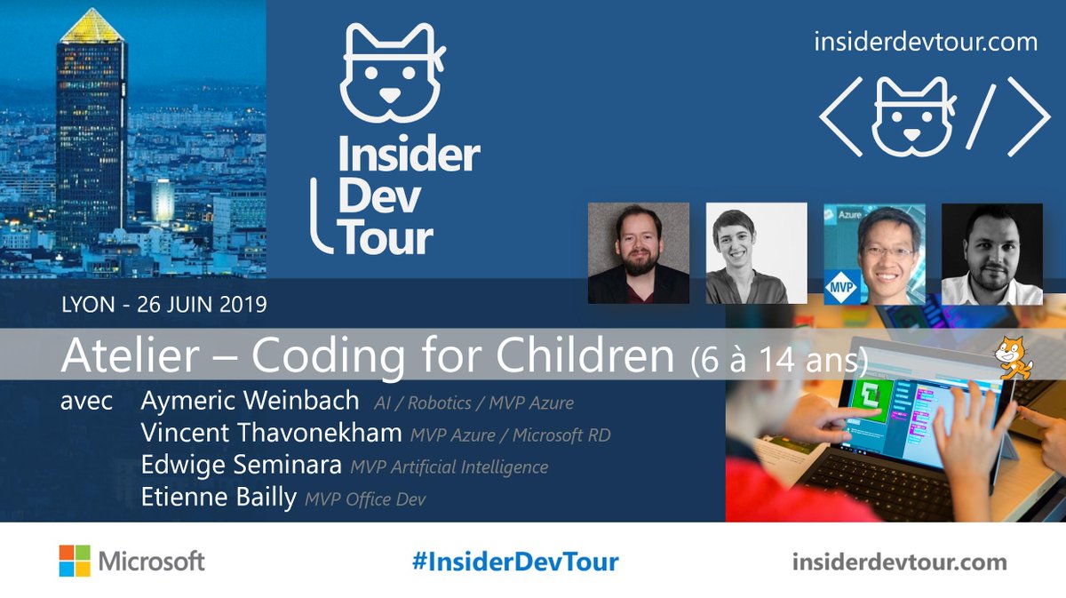 etienne_bailly's tweet photo. "Atelier Coding for Children (6 à 14 ans)" avec @aymericw @vThavo @EdwigeSeminara @etienne_bailly à l'Insider Dev Tour Lyon 26 juin 13h30
Important : Inscriptions séparées pour l'atelier Coding for Children à ce lien : https://t.co/GOLwMUTmcC
#InsiderDevTourLyon #Coding4Children https://t.co/9B6wAKD0jg