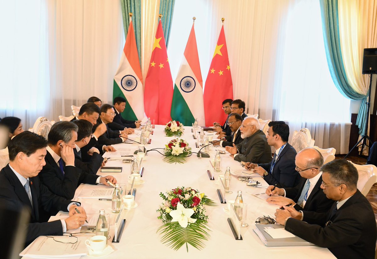 narendramodi's tweet photo. Had an extremely fruitful meeting with President Xi Jinping. Our talks included the full spectrum of India-China relations. 

We shall continue working together to improve economic and cultural ties between our nations. https://t.co/JIPNS502I3