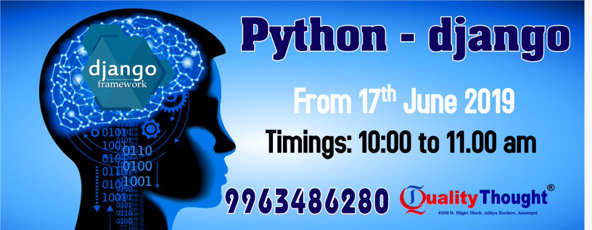 QTTWorld's tweet image. Learn Python Django Training on 17th June 10:00 Am by Expert Trainer - Quality Thought
Interested Candidates Can Register: bit.ly/2VO2qCX
Course Content visit:qualitythought.in
#pythondjangotraining #pythondjangoclasses #pythondjangoonlinetraining