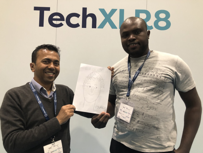 BeMyAppEMEA's tweet photo. Now pitching - HealthHaven which is an AI chatbot will converse with patients recovering from sports injuries and automatically advise how to get back to fitness #HackXLR8 @TechXLR8 @LDNTechWeek https://t.co/FEgytVtQAC