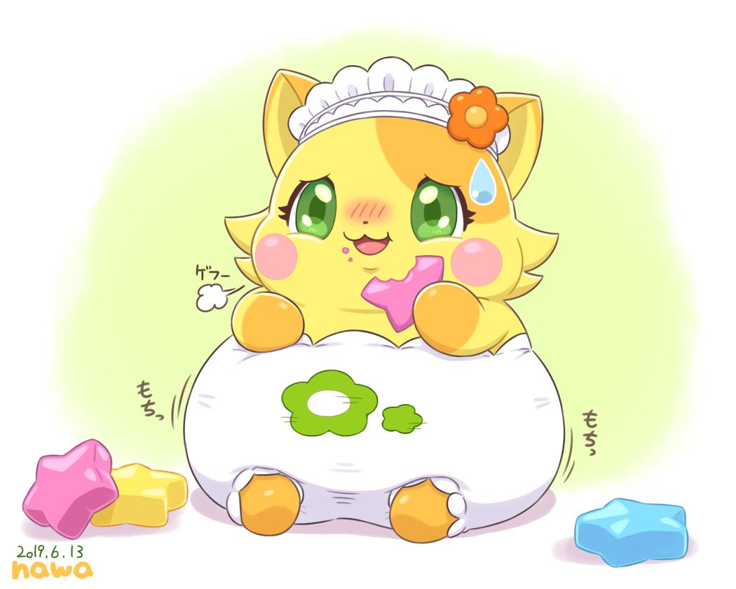 ここたまから 食いしん坊が祟ってもっちもちになったちゃこ ﾅﾜﾀﾛｰ のイラスト