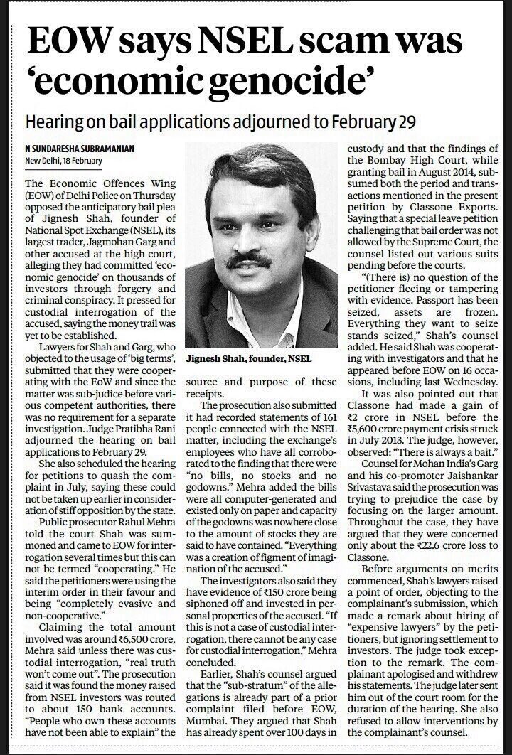 yviren's tweet photo. @HMOIndia @AmitShah please ask @CPDelhi why he has not arrested 5600 Cr #NselScam accused JigneshShah @DelhiPolice told #NselScam is #EconomicGenocide 6 yrs passed accused living luxurious life &amp; victims dying daily it’s a litmus test 4 @BJP4India President @NSELfight @Thinkerks https://t.co/tref7n0FZV