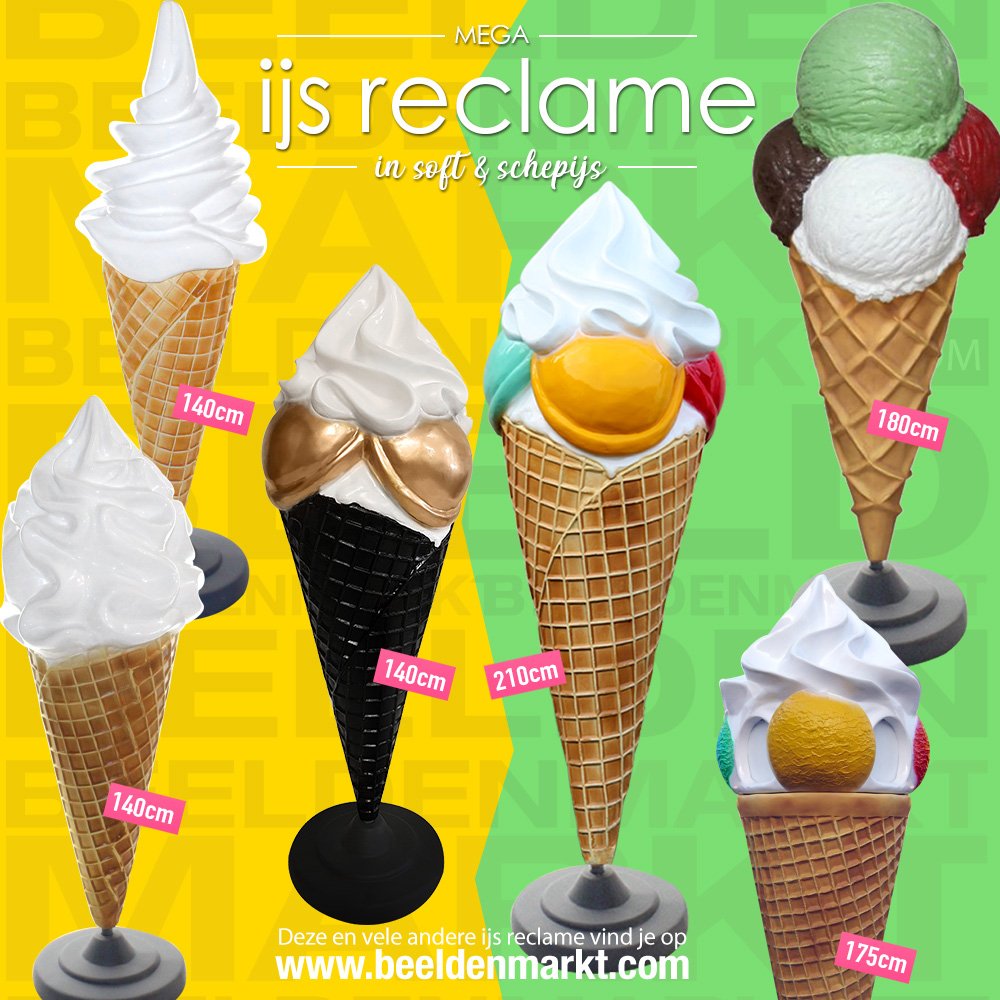 Weer🌞 of geen weer 🌦 je wilt je natuurlijk opvallen met je ijskraam, ijssalon of cafetaria! Wij hebben prachtige blikvangers in zowel softijs als schepijs. Bekijk de collectie beeldenmarkt.com/horeca/ijsdeco… #ijssalon #ijs #schepijs #softijs #reclame #softijshoor #ijshoorn #etalage