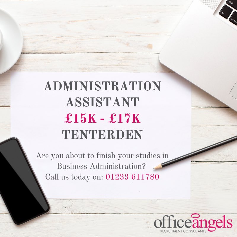OA_Kent's tweet photo. Are you or do you know anyone who is about to finish their studies in Business Administration or their A-Levels and is looking for their first step into the working world? 

Call us today on 01233 611780 for more information.
#jobsinkent #tenterden #tenterdenjobs #AdminJobs https://t.co/ttOE9G3tz4