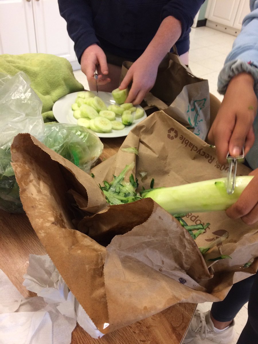 West Gives Back - shout out to eighth grade students prepping meals for Lazarus House. Day of community service.
