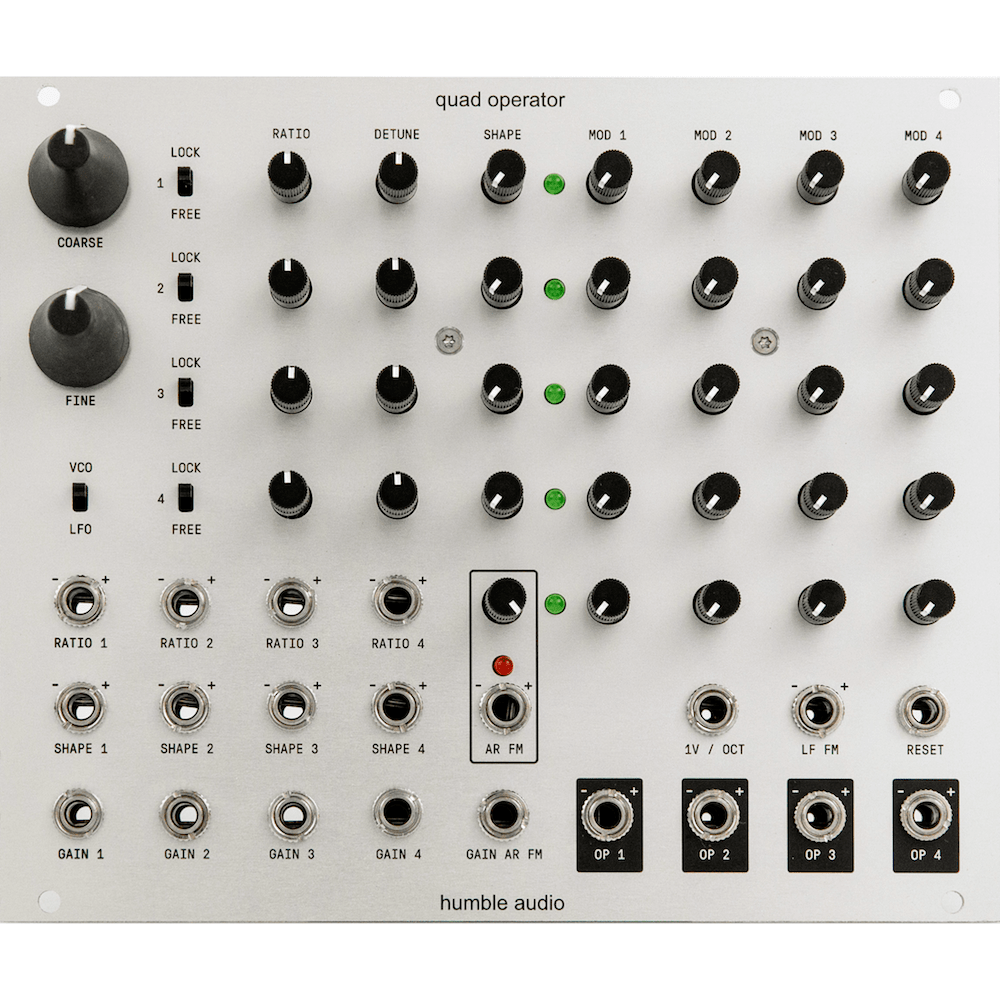 MatttechModular's tweet photo. Preorders open: @humble_audio QUAD OPERATOR &amp; ALGO EXPANDER. En route &amp; here next week! Full FM synth with variable waveshapes &amp; intuitive interface. ALGO expander adds algorithm save/recall &amp; crossfading https://t.co/lS1UaRL0mu #eurorack #modularsynth #humbleaudio #quadoperator https://t.co/Yfq8O6H2Hx