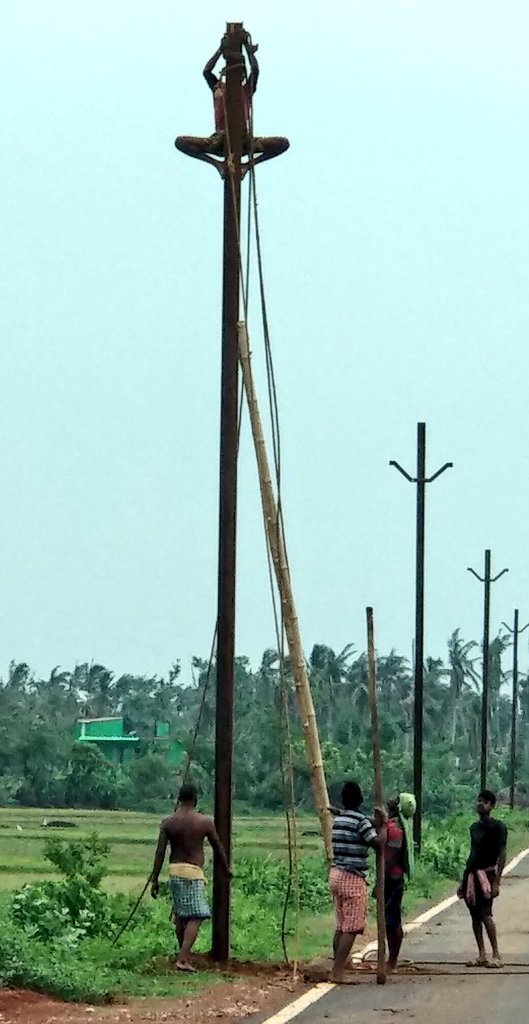 biswajitmohanty's tweet image. #CycloneFaniUpdate Saw a restoration team at Delanga to Patnaikia road . Saw another team after 10 Kms in interiors.Pace is painfully slow. They should deploy at least 10x workers. Wonder why govt thinks villagers can do w/o power ? 40 days over yet  ppl spending dark nights !