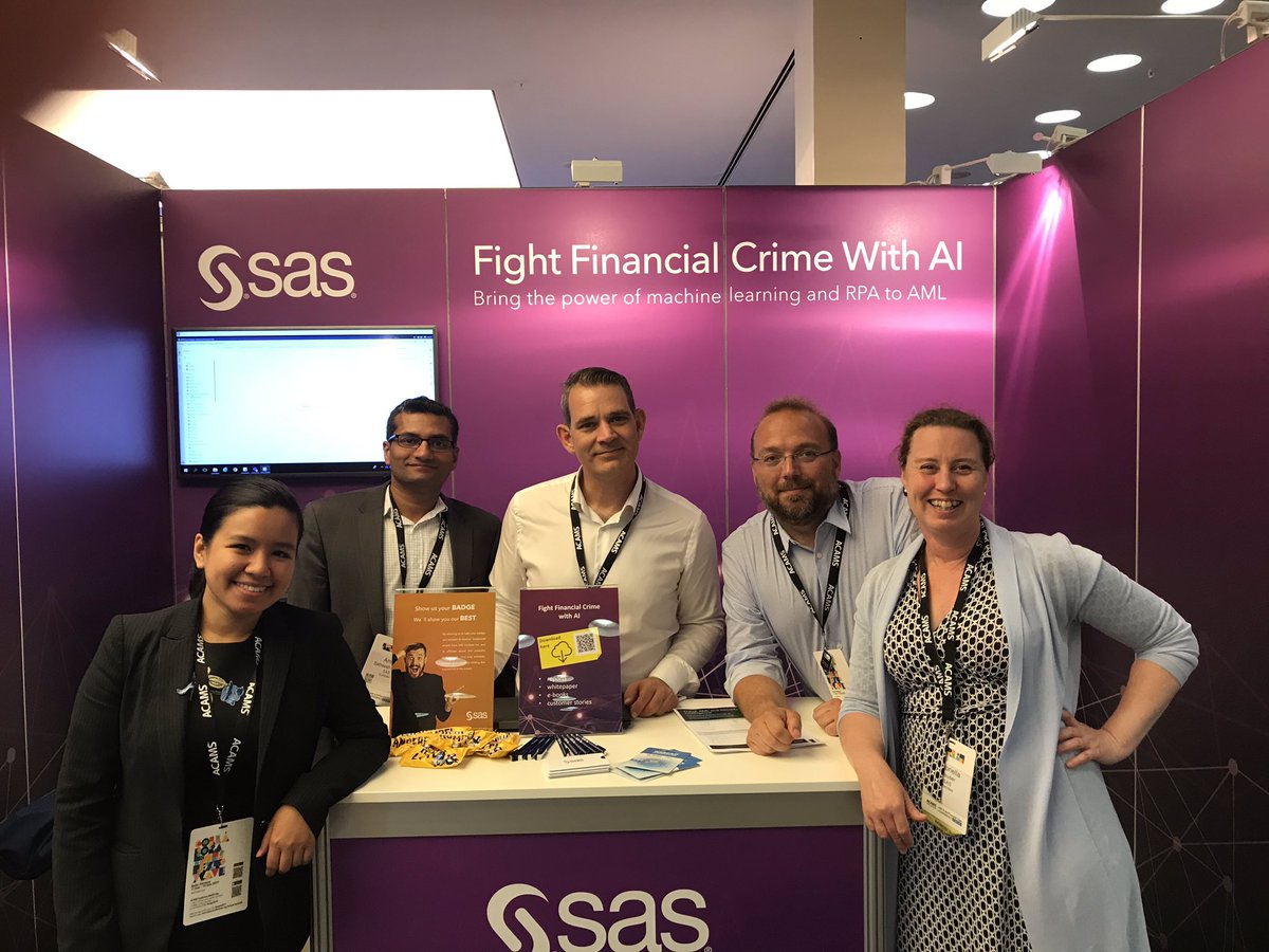 Fantastic colleagues from <a href="/SASsoftware/">SAS Software</a> here at #acamseurope! We are as diverse as our customers - but we all have a common goal, to assist in the combat against #financialcrime in any way we can. Come by our booth for a chat around #ai #aml #afc #transactionmonitoring #kyc