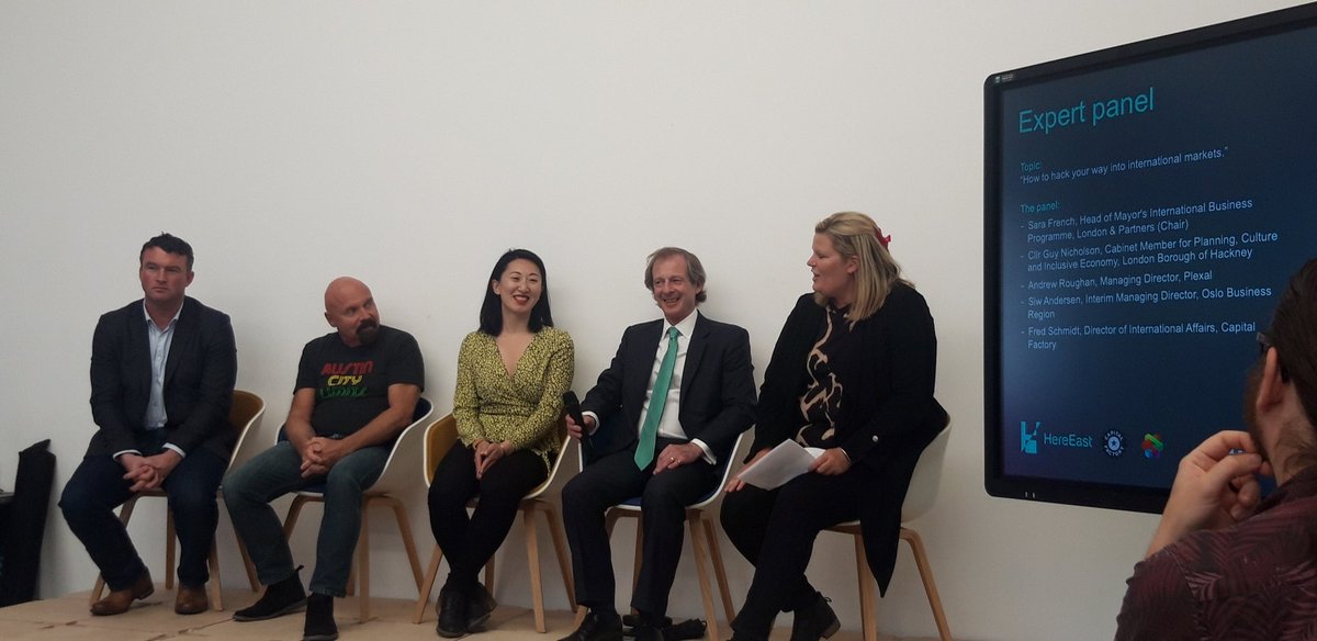 mayorofhackney's tweet image. Grt to finish #LondonTechWeek @ @hackneycouncil @HereEast @CapitalFactory &amp;amp; @Plexalcity event: 'Be local, but act global'. Being open, diverse &amp;amp; internationally focused is vital to building a flourishing &amp;amp; inclusive economy. Excellent panel inc @guynicholson_ @siwander @SaraTrade