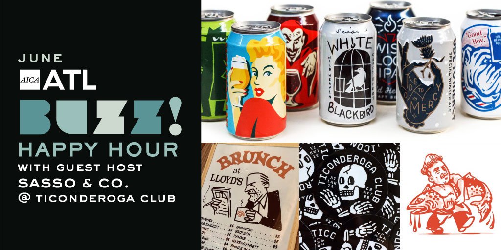 For more about this month’s #AIGAatlBuzz Happy Hour at <a href="/TiconderogaClub/">Ticonderoga Club</a> <a href="/sassoandco/">Sasso & Co.</a>, follow us on Facebook! 🍻🐝ow.ly/EoFH50uz0OF