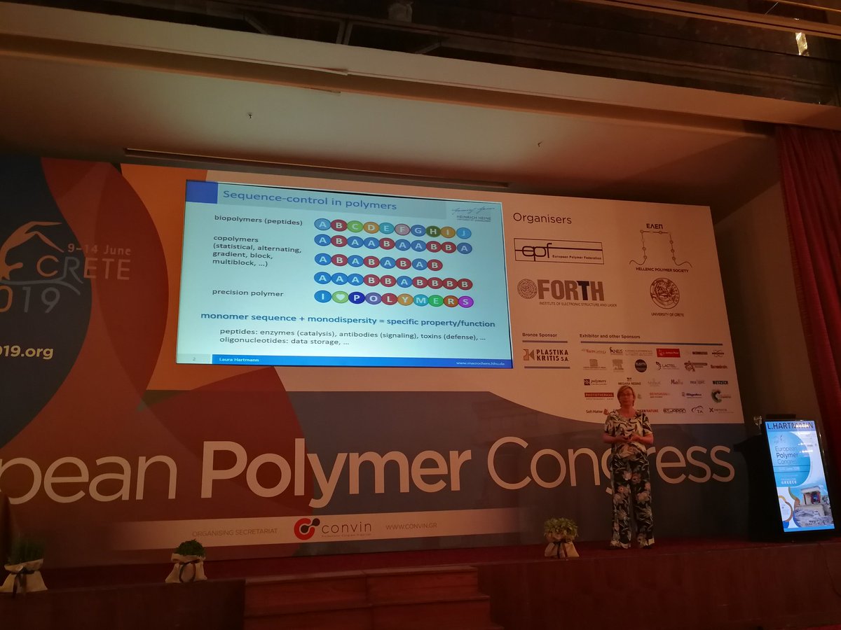 Interesting <a href="/RoySocChem/">Royal Society of Chemistry</a> <a href="/PolymChem/">Polymer Chemistry</a> lecture from Laura Hartmann at the <a href="/EPF2019/">EPF 2019</a> on sequence-controlled glycofunctionalised polymers.