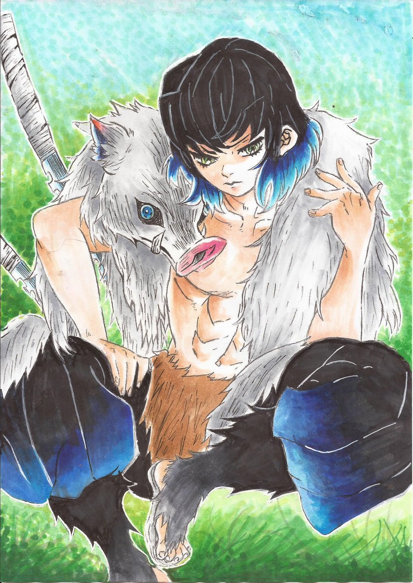 トナー 鬼滅の刃 伊之助のカラー仕上げ 鬼滅の刃 模写 伊之助 絵を描く人々 絵師の集い 絵描きさんとつながりたい